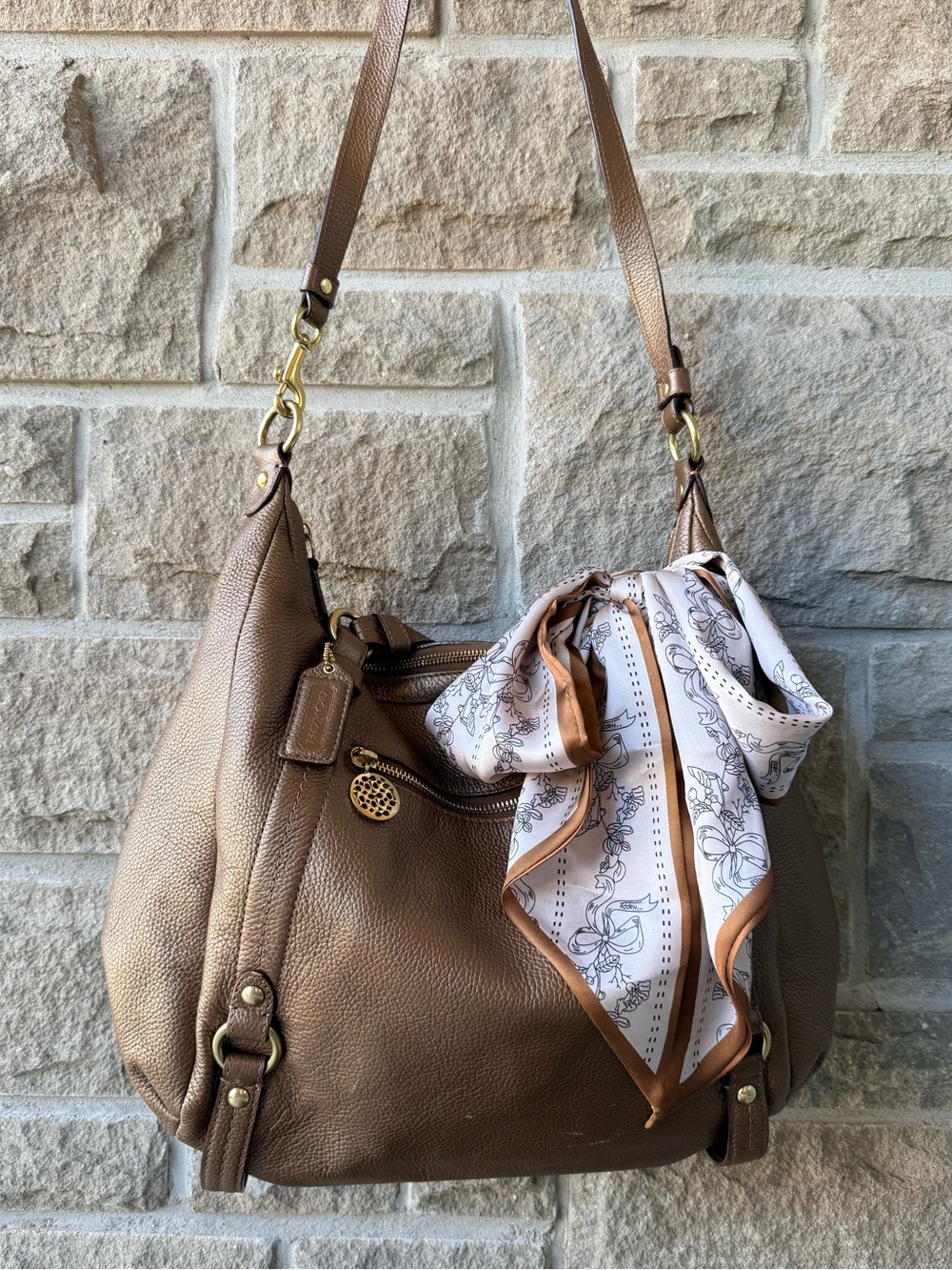 COACH Kristin Metallic Bronze Leather Hobo Bag Style #16808 - Picture 9 of 13